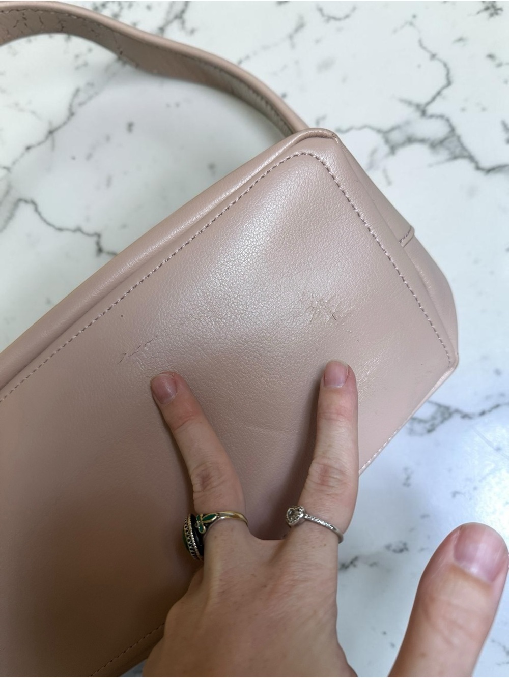 Shiraleah Chicago Lola Tote Bag Blush Pink Vegan Leather Laser Cut Sawtooth Lar - Picture 7 of 11